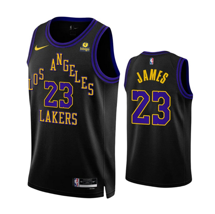 Men's Black Los Angeles Lakers #23 LeBron James 2023/24 City Edition Stitched Basketball Jersey