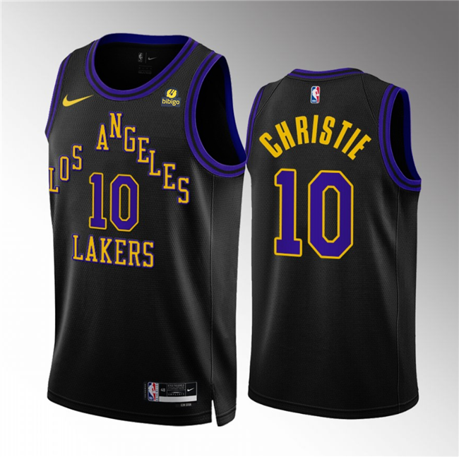 Men's Black Los Angeles Lakers #10 Max Christie 2023/24 City Edition Stitched Basketball Jersey