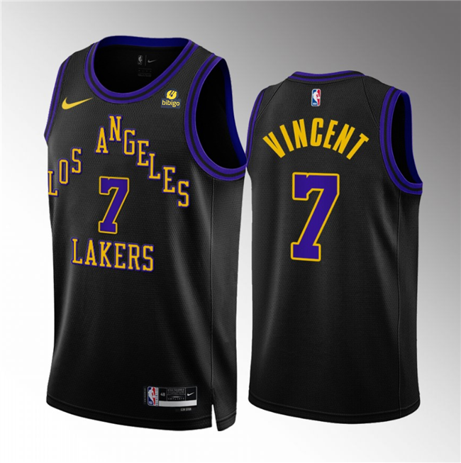 Men's Black Los Angeles Lakers #7 Gabe Vincent 2023/24 City Edition Stitched Basketball Jersey