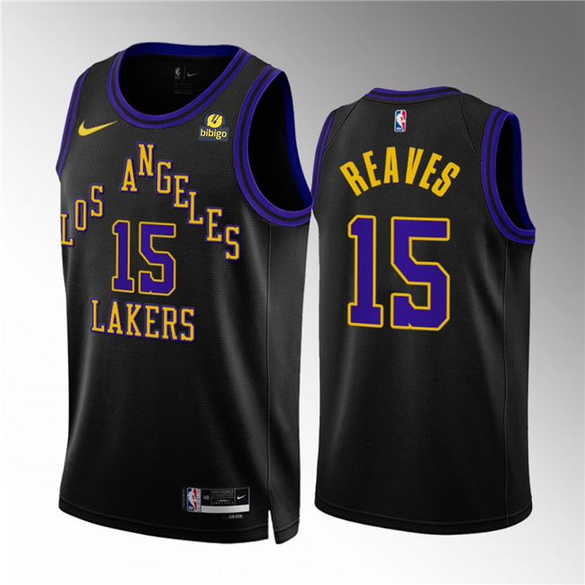 Men's Black Los Angeles Lakers #15 Austin Reaves 2023/24 City Edition Stitched Basketball Jersey