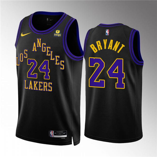 Men's Black Los Angeles Lakers #24 Kobe Bryant 2023/24 City Edition Stitched Basketball Jersey
