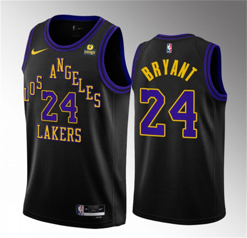 Men's Black Los Angeles Lakers #24 Kobe Bryant 2023-24 City Edition Stitched Basketball Jersey