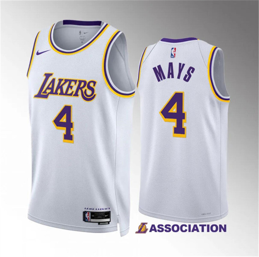 Men's White Los Angeles Lakers #4 Skylar Mays Association Edition Stitched Basketball Jersey