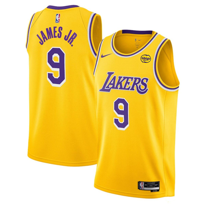 Men's Yellow Los Angeles Lakers #9 Bronny James Jr. 2024 Draft Icon Edition Stitched Basketball Jersey