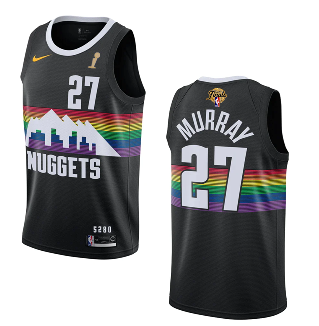Men's Black Denver Nuggets #27 Jamal Murray 2023 Finals Champions City Edition Stitched Basketball Jersey