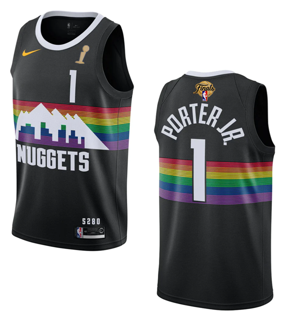 Men's Black Denver Nuggets #1 Michael Porter Jr. 2023 Finals Champions City Edition Stitched Basketball Jersey