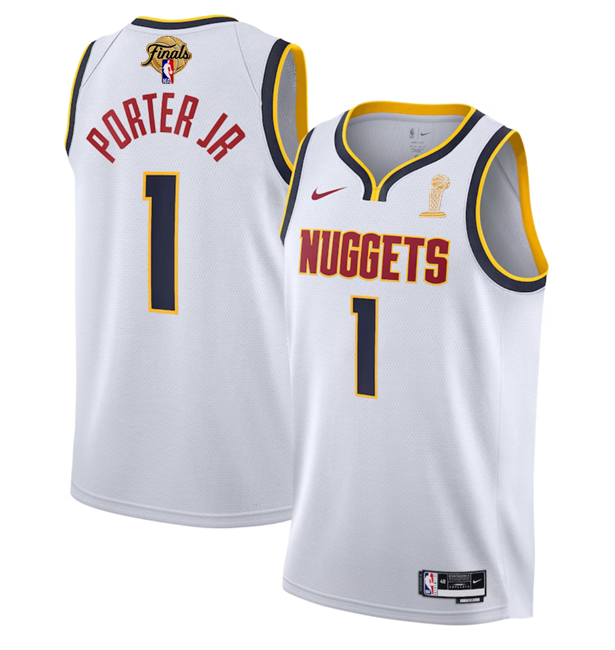 Men's White Denver Nuggets #1 Michael Porter Jr. 2023 Finals Association Edition Stitched Basketball Jersey