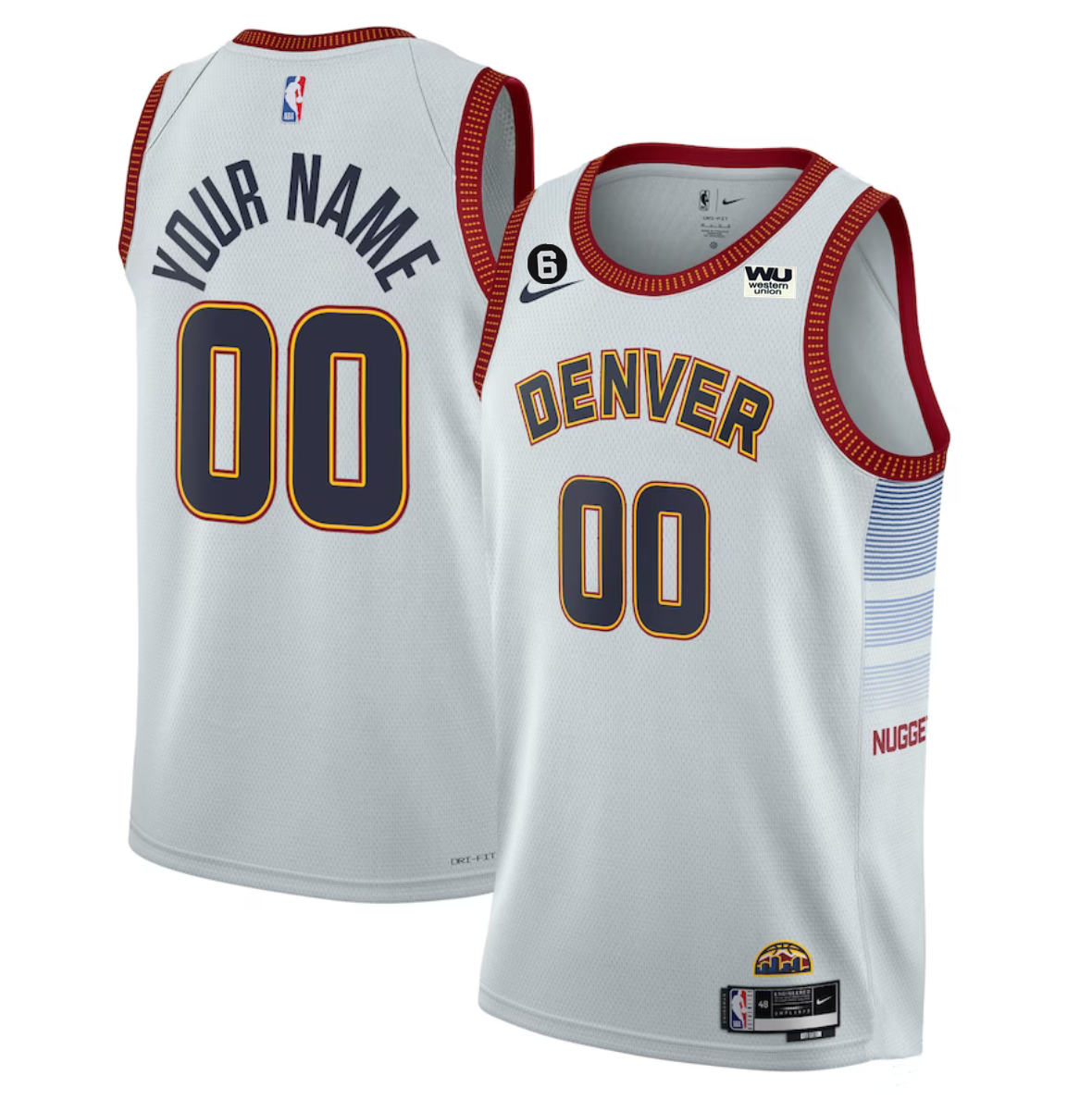 Men's White Denver Nuggets Active Player Custom 2022/23 Icon Edition With NO.6 Patch Stitched Jersey