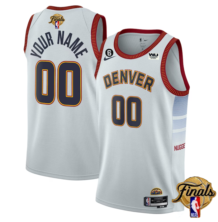 Men's White Denver Nuggets Active Player Custom 2023 Finals Icon Edition Stitched Basketball Jersey
