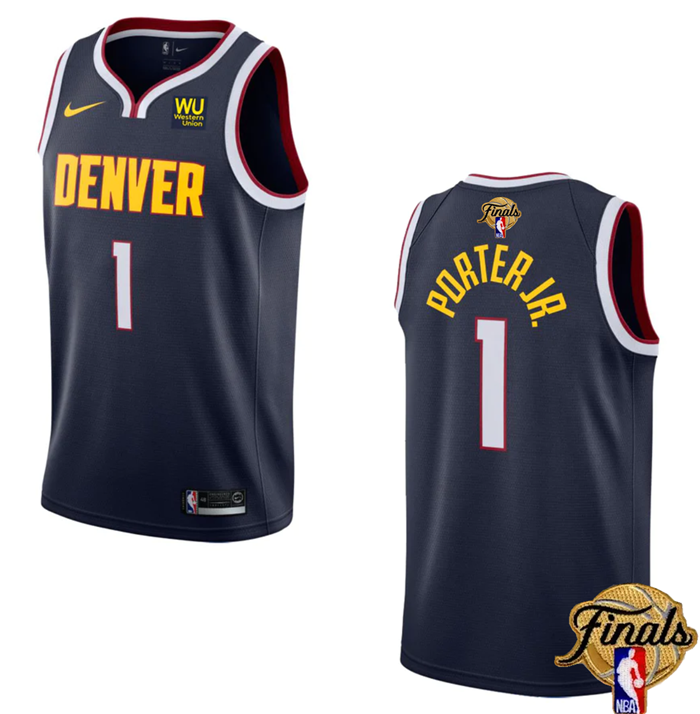 Men's Navy Denver Nuggets #1 Michael Porter Jr. 2023 Finals Icon Edition Stitched Basketball Jersey