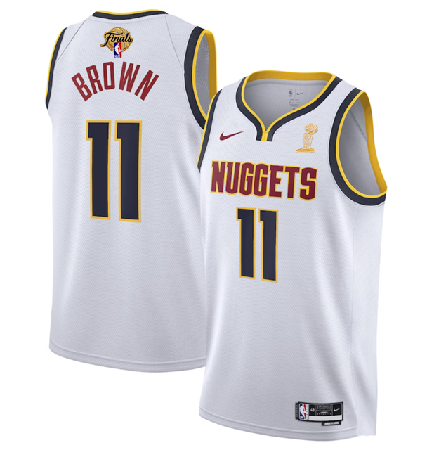Men's White Denver Nuggets #11 Bruce Brown 2023 Finals Association Edition Stitched Basketball Jersey