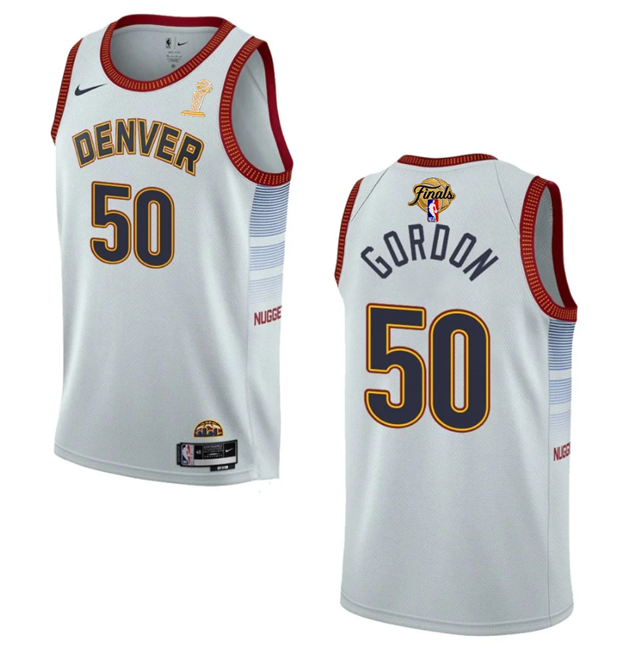 Men's White Denver Nuggets #50 Aaron Gordon 2023 Finals Champions Icon Edition Stitched Basketball Jersey