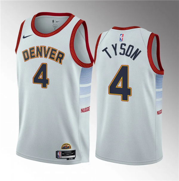 Men's White Denver Nuggets #4 Hunter Tyson 2023 Draft Icon Edition Stitched Basketball Jersey
