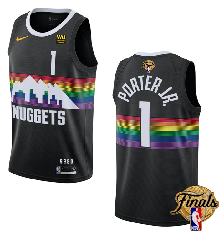 Men's Black Denver Nuggets #1 Michael Porter Jr. 2023 Finals City Edition Stitched Basketball Jersey