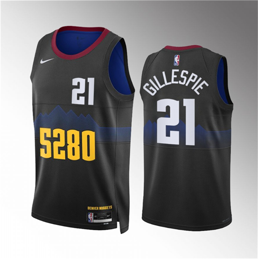 Men's Black Denver Nuggets #21 Collin Gillespie 2023 City Edition Stitched Basketball Jersey