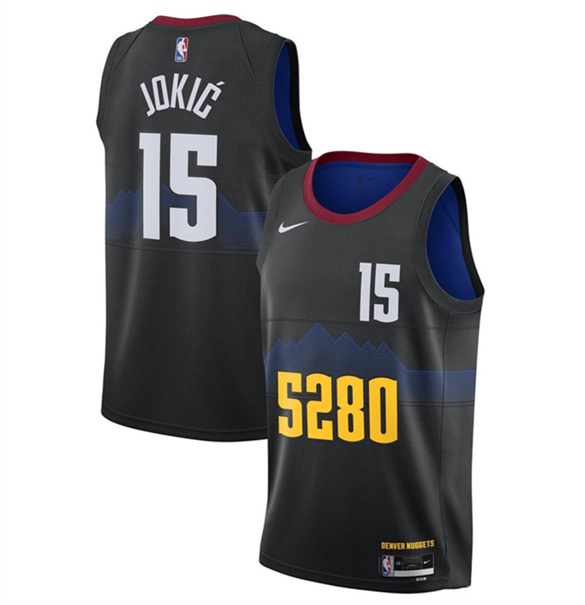 Men's Black Denver Nuggets #15 Nikola Jokic 2023-24 City Edition Stitched Basketball Jersey