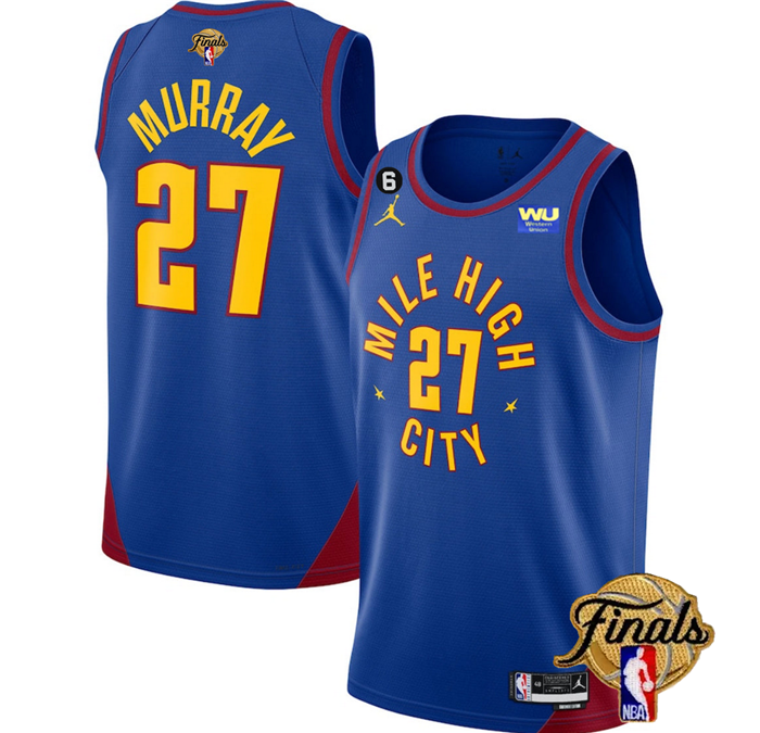 Men's Blue Denver Nuggets #27 Jamal Murray 2023 Finals Statement Edition With NO.6 Patch Stitched Basketball Jersey