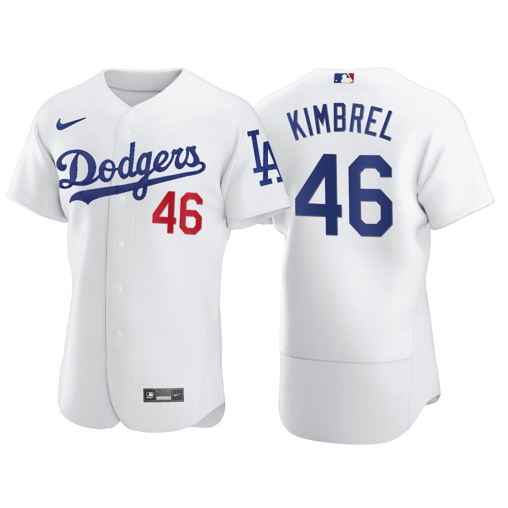 Men's White Los Angeles Dodgers #46 Craig Kimbrel City Connect Flex Base Stitched Jersey