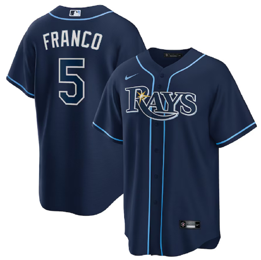 Men's Navy Tampa Bay Rays #5 Wander Franco Cool Base Stitched Baseball Jersey