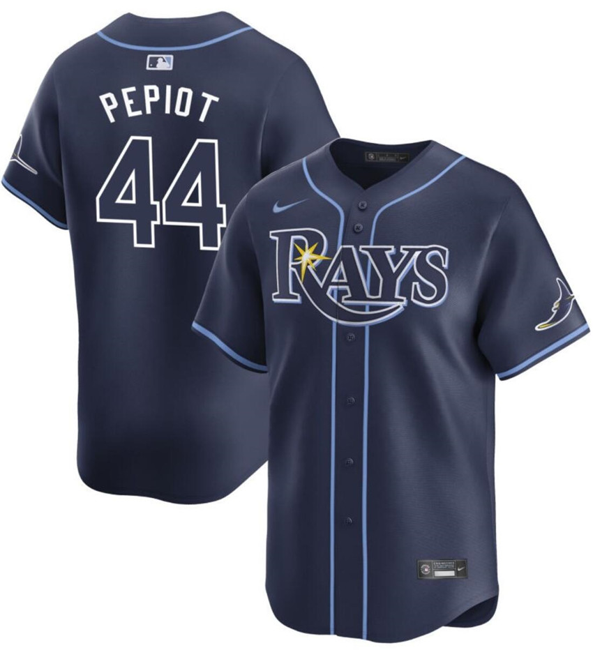 Men's Navy Tampa Bay Rays #44 Ryan Pepiot 2024 Away Limited Stitched Baseball Jersey