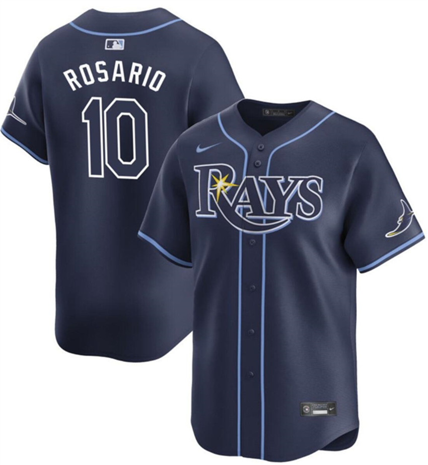 Men's Navy Tampa Bay Rays #10 Amed Rosario Away Limited Stitched Baseball Jersey