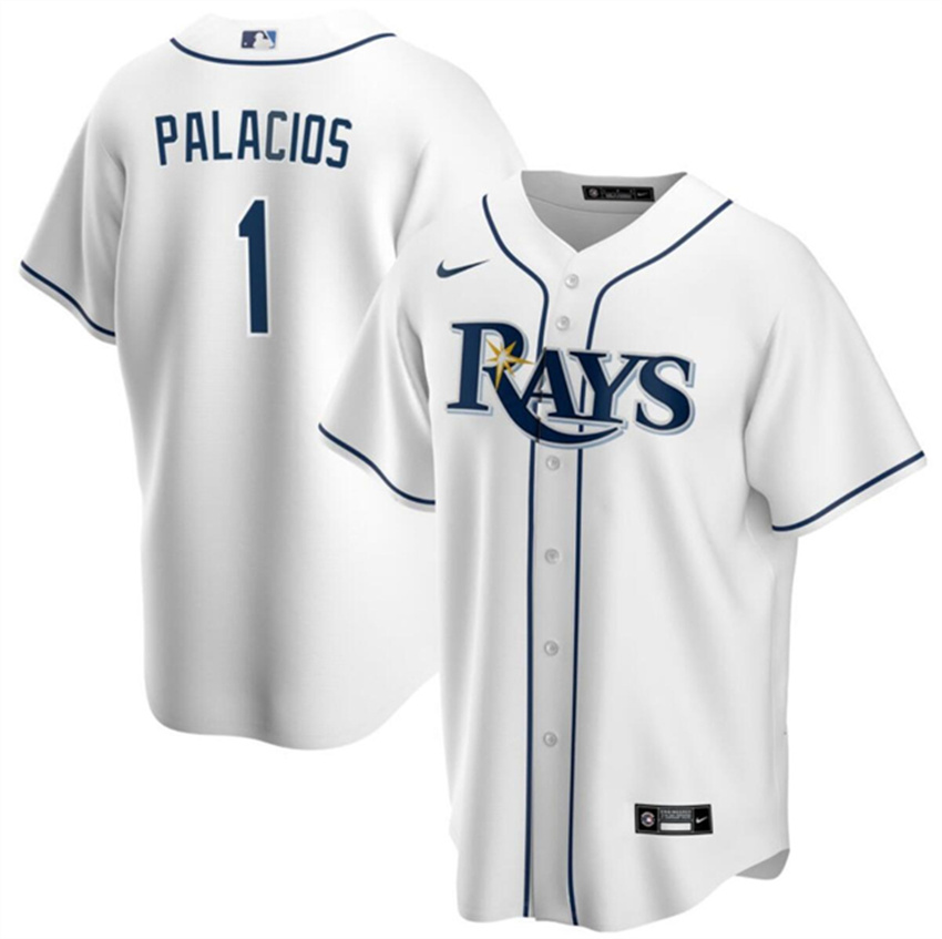 Men's White Tampa Bay Rays #1 Richie Palacios Cool Base Stitched Baseball Jersey
