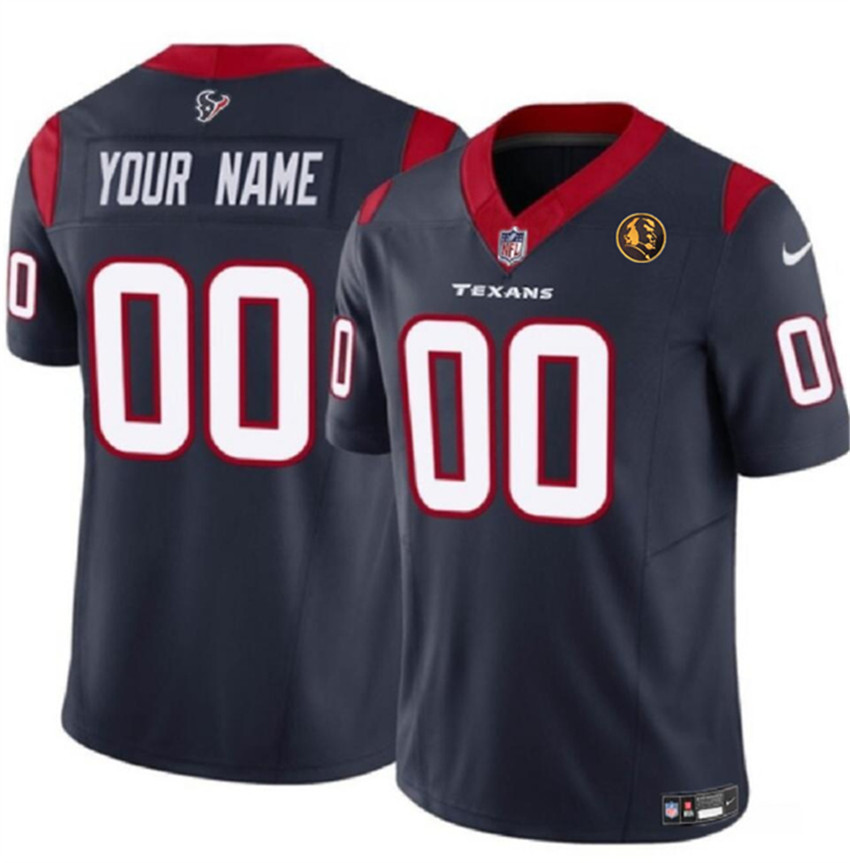Men's Navy Houston Texans Active Player Custom 2023 F.U.S.E. With John Madden Patch Vapor Limited Stitched Football Jersey