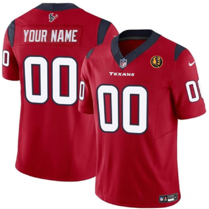 Men's Red Houston Texans Active Player Custom 2023 F.U.S.E. With John Madden Patch Vapor Limited Stitched Football Jersey