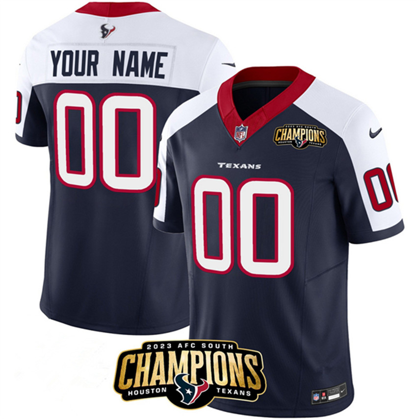 Men's Navy/White Houston Texans Active Player Custom 2023 F.U.S.E. AFC South Champions Patch Limited Stitched Football Jersey