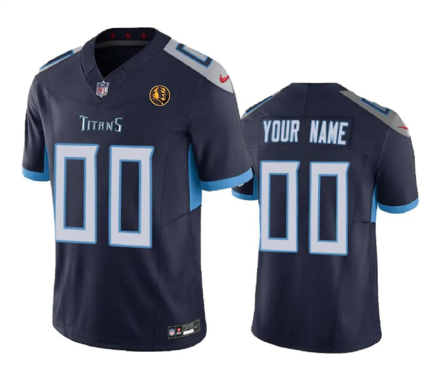 Men's Navy Tennessee Titans Active Player Custom 2023 F.U.S.E. With John Madden Patch Vapor Limited Stitched Football Jersey