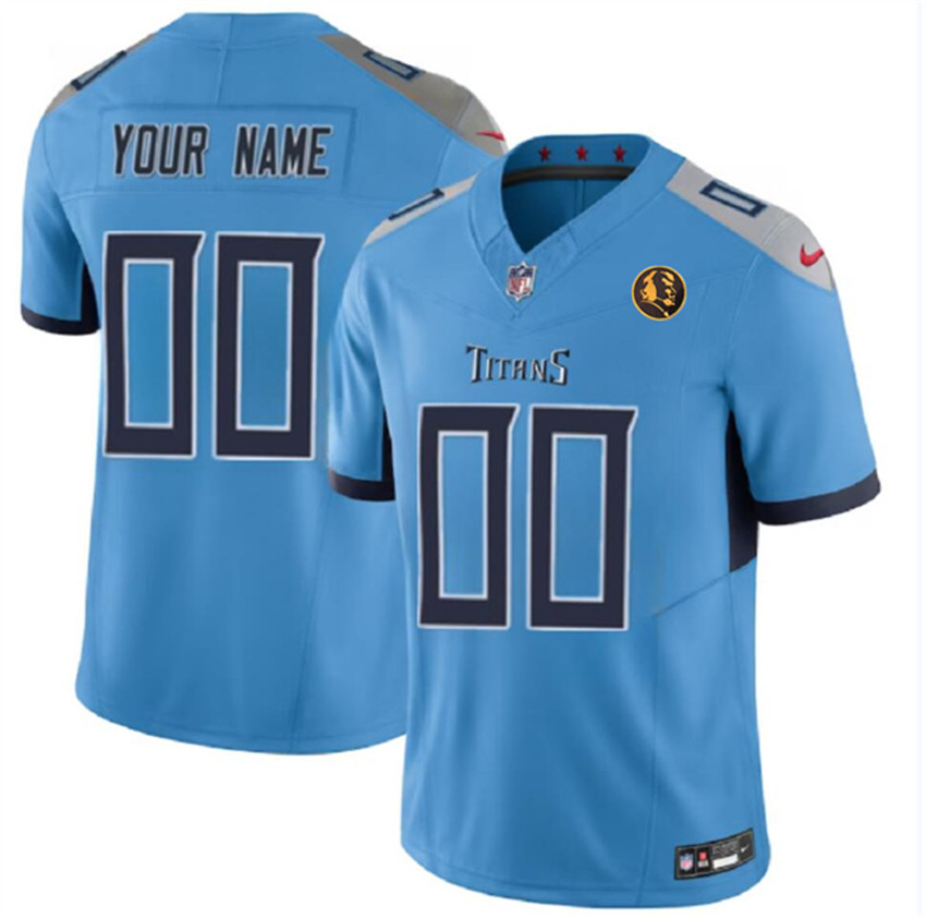 Men's Blue Tennessee Titans Active Player Custom 2023 F.U.S.E. With John Madden Patch Vapor Limited Stitched Football Jersey