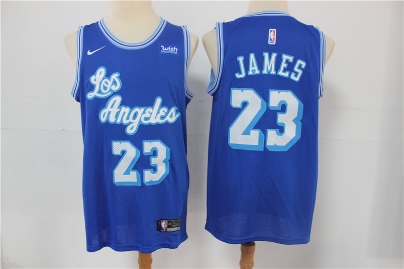 Men's Blue Los Angeles Lakers #23 LeBron James Mitchell & Ness Stitched Throwback NBA Jersey