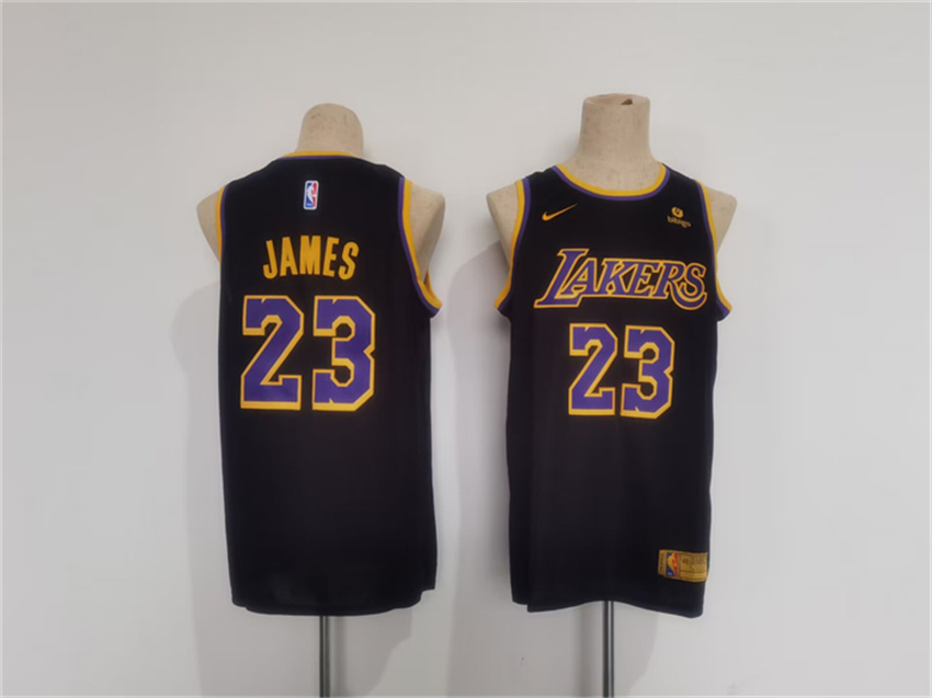 Men's Black Los Angeles Lakers #23 LeBron James Stitched Basketball Jersey