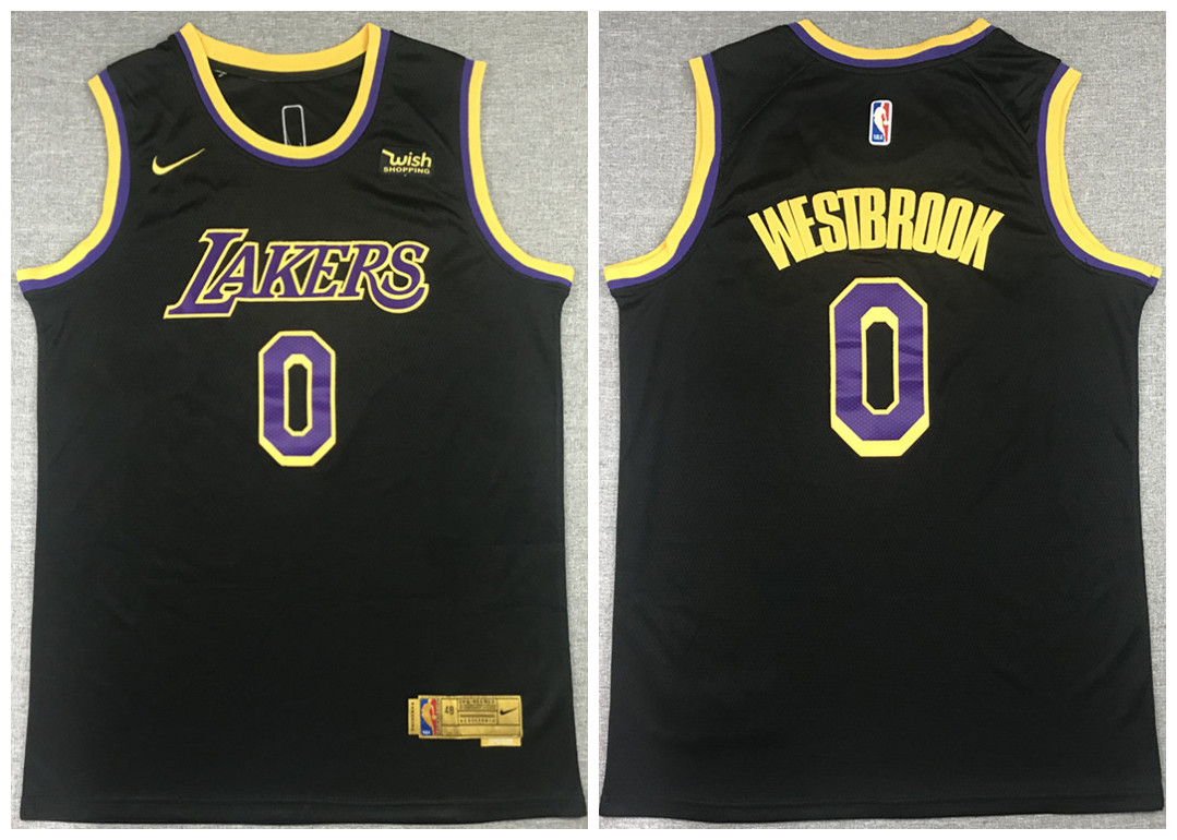 Men's Black/Purple Los Angeles Lakers #0 Russell Westbrook Stitched Basketball Jersey