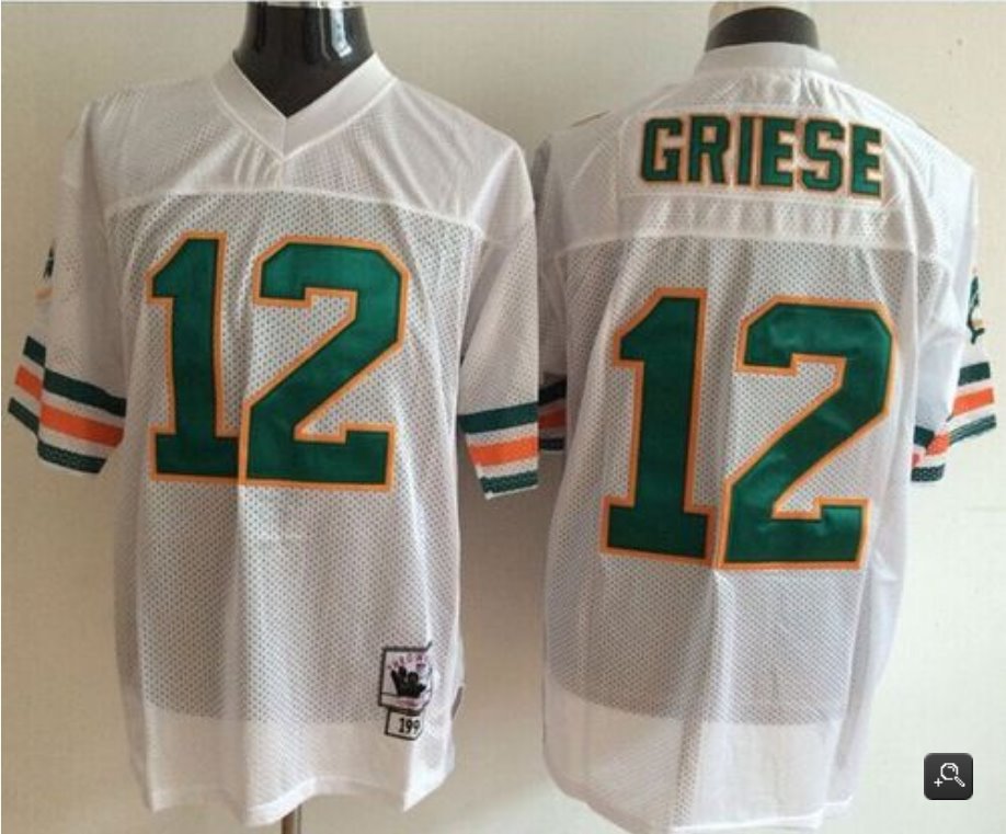 Men's Miami Dolphins White Custom Mitchell And Ness Throwback Stitched NFL Jersey