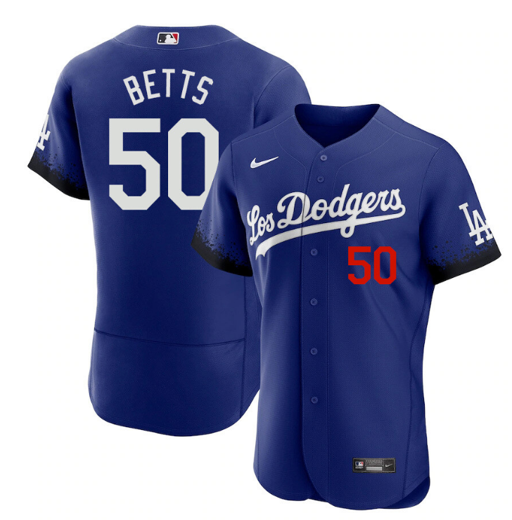 Men's Royal Los Angeles Dodgers #50 Mookie Betts 2021 City Connect Flex Base Stitched Baseball Jersey