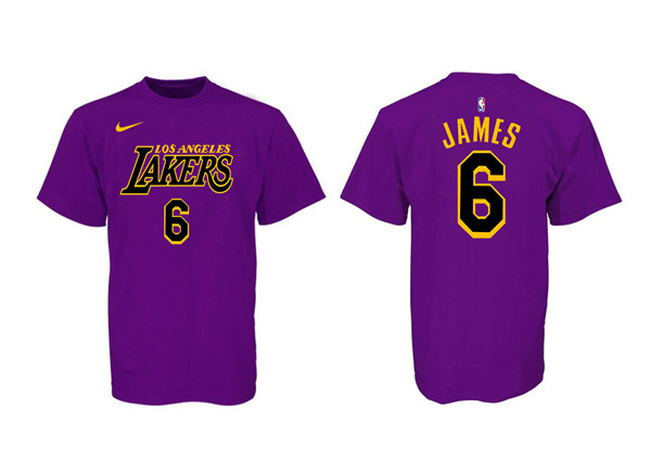 Men's Purple/Black Los Angeles Lakers #6 LeBron James Basketball T-Shirt