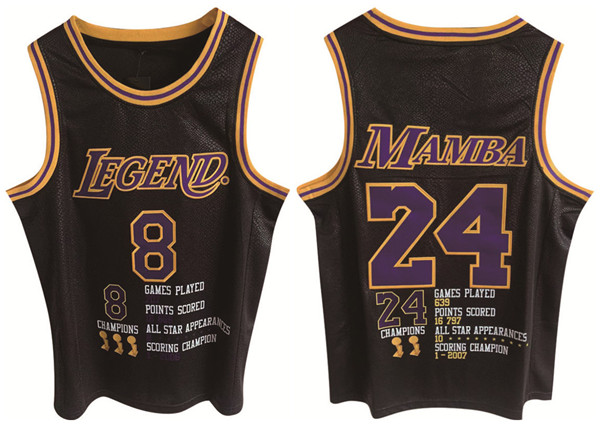 Men's Black Los Angeles Lakers Front #8 Back #24 Kobe Bryant Basketball Jersey