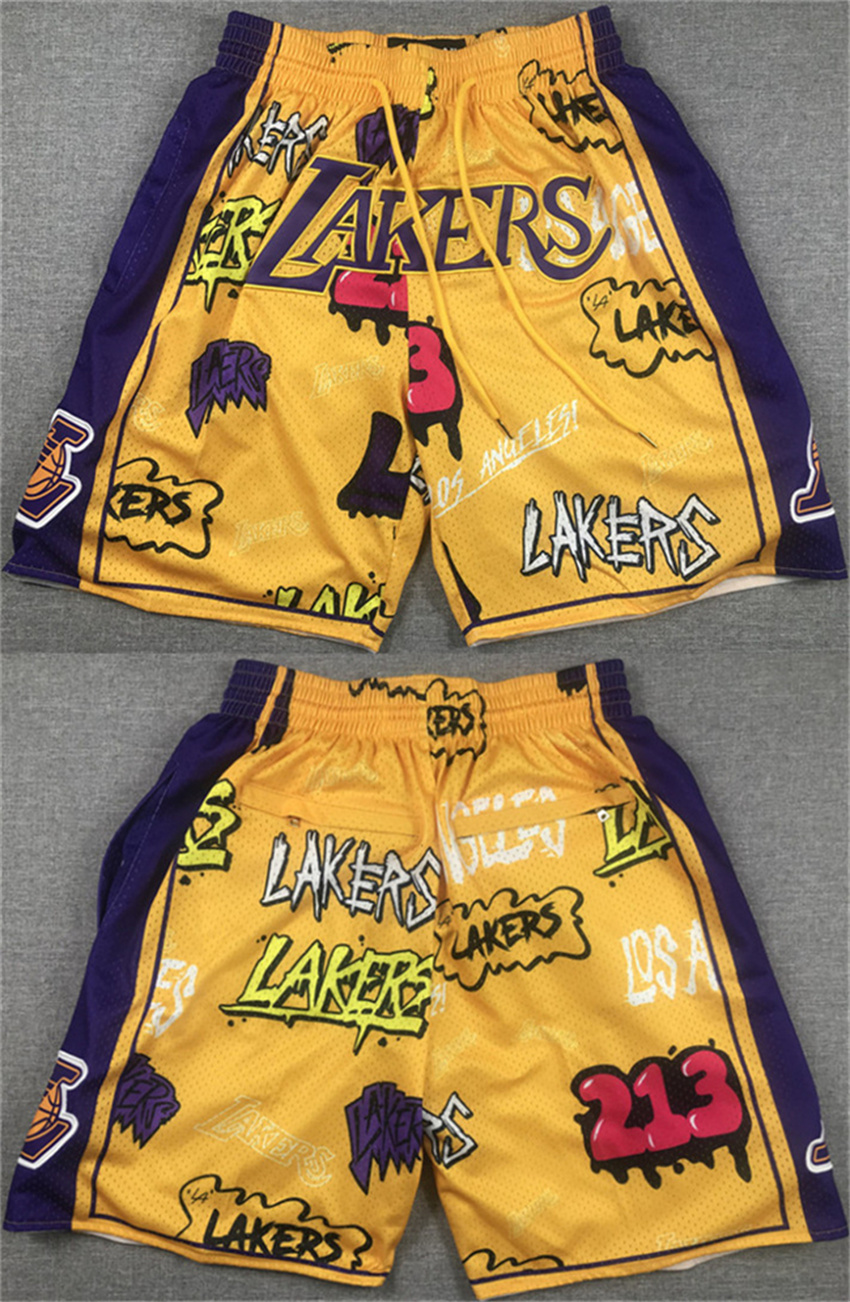 Men's Yellow Los Angeles Lakers Shorts (Run Small)