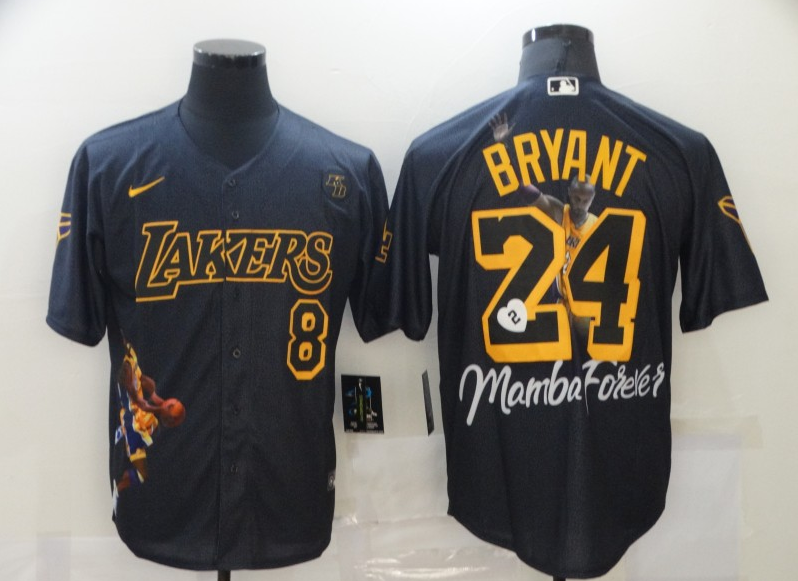 Men's Black Los Angeles Dodgers Grey #13 Max Men's Los Angeles Lakers Front #8 Back #24 Kobe Bryant With KB Patch Cool Base Stitched Jersey