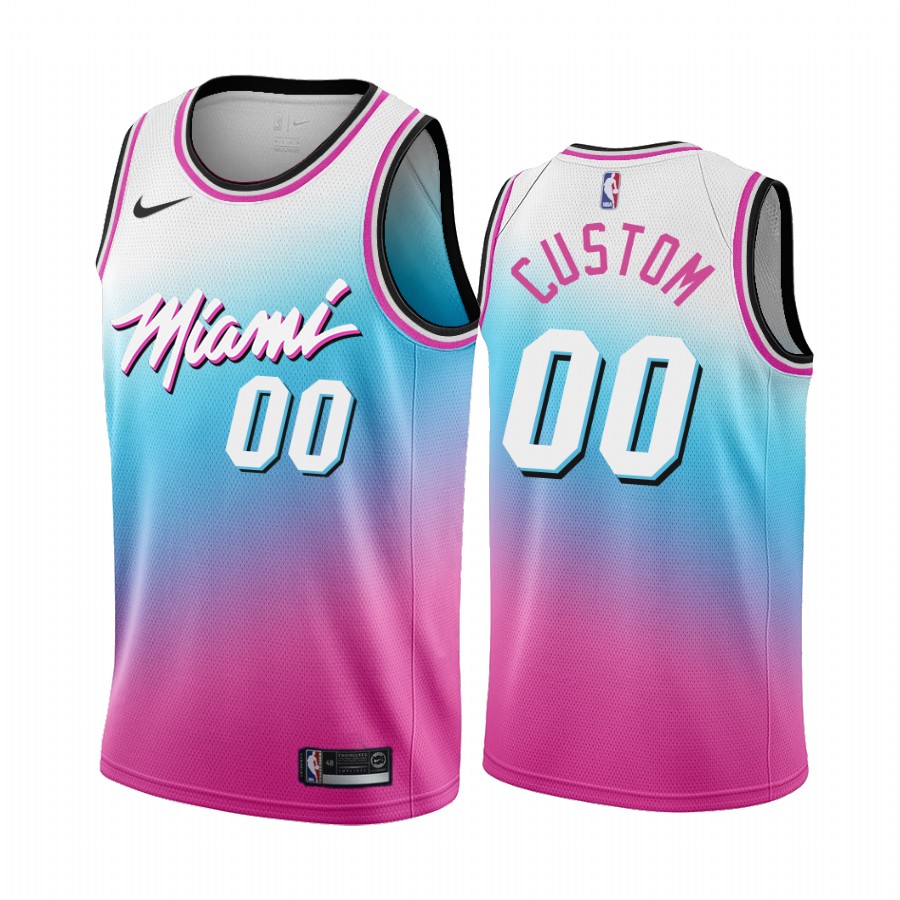 Men's Blue/Pink Miami Heat Active Player Custom 2020 City Edition Stitched Jersey