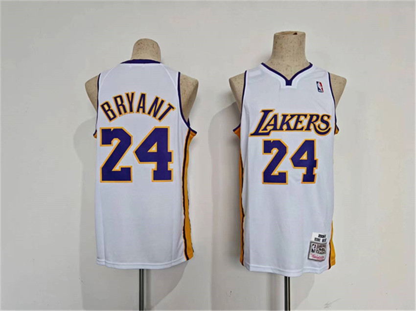 Men's White Los Angeles Lakers #24 Kobe Bryant Throwback basketball Jersey