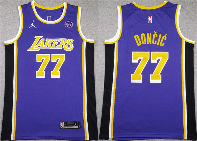Men's Puple Los Angeles Lakers #77 Luka Dončić 2025 Stitched Basketball Jersey