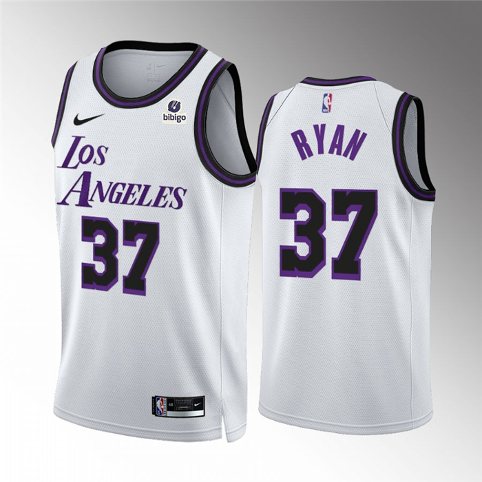Men's White Los Angeles Lakers #37 Matt Ryan City Edition Stitched Basketball Jersey