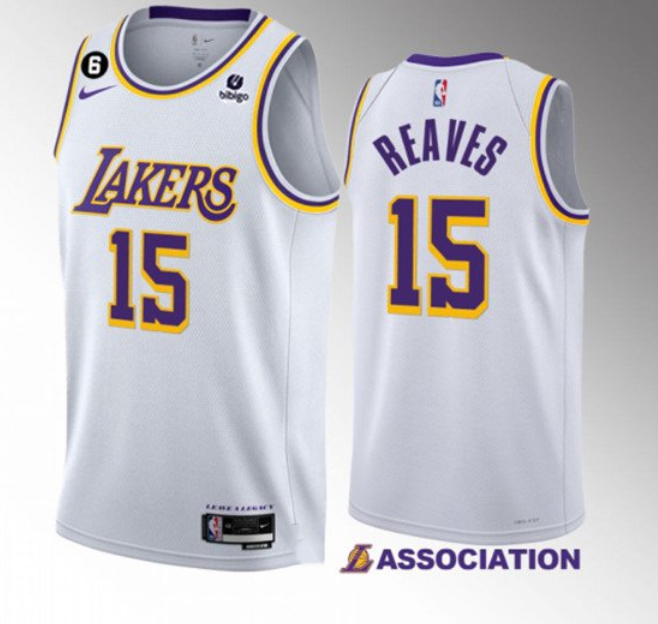 Men's White Los Angeles Lakers #15 Austin Reaves Association Edition With NO.6 Patch Stitched Basketball Jersey 001