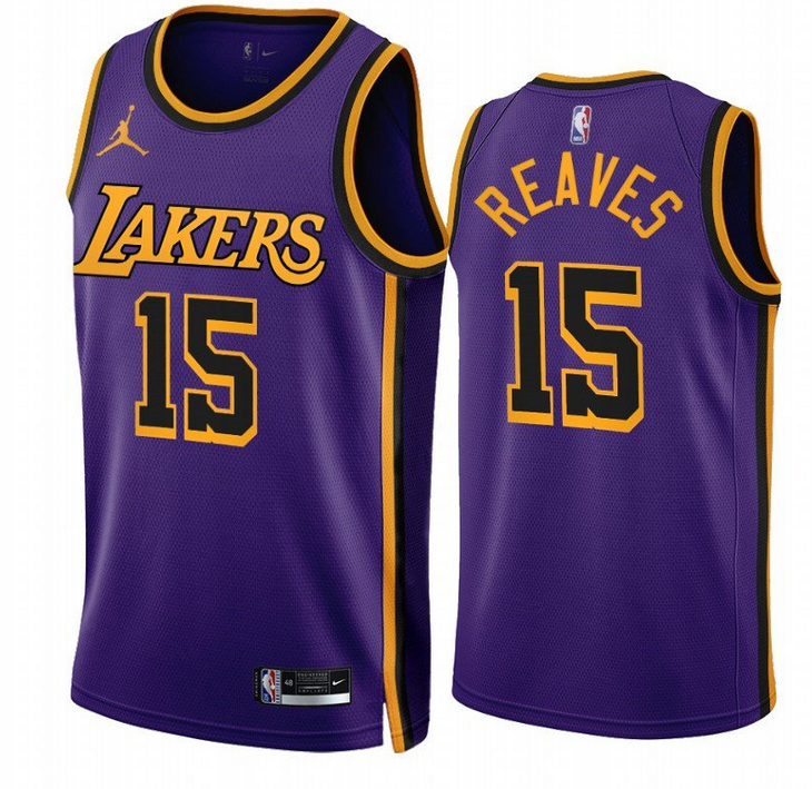Men's Purple Los Angeles Lakers #15 Austin Reaves 2022/23 Statement Edition With NO.6 Patch Stitched Basketball Jersey