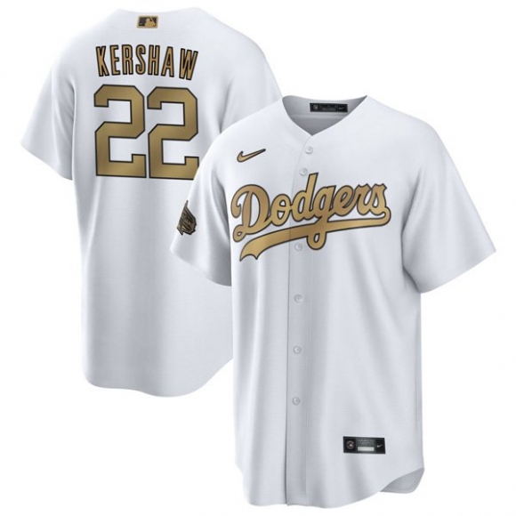 Men's White Los Angeles Dodgers #22 Clayton Kershaw 2022 All-Star Cool Base Stitched Jersey