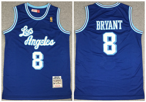 Men's Los Angeles Lakers Blue #8 Kobe Bryant Throwback Stitched Jersey