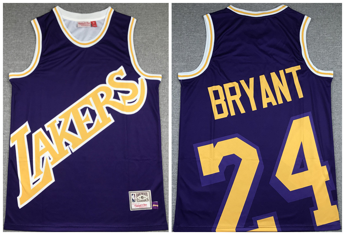 Men's Los Angeles Lakers Purple #24 Kobe Bryant Big Face Stitched Jersey