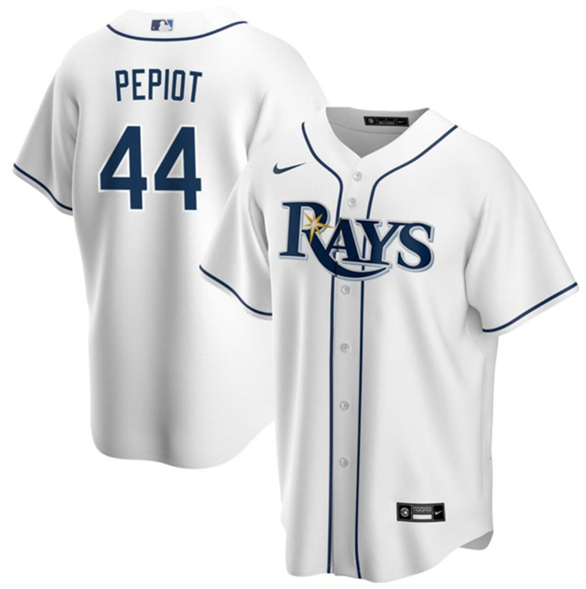 Men's White Tampa Bay Rays #44 Ryan Pepiot Cool Base Stitched Baseball Jersey